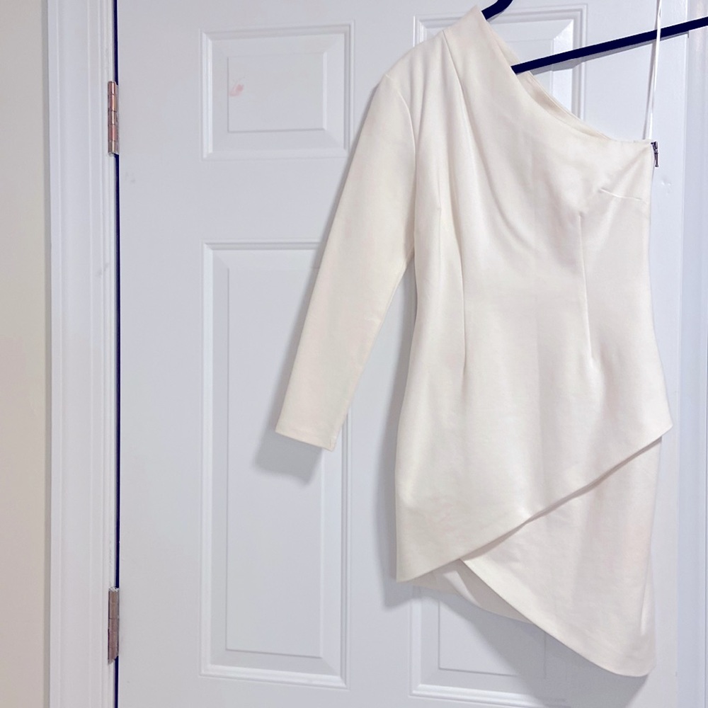 Finders Keepers off- white asymmetrical dress. Heavy material! Tight fitting.
